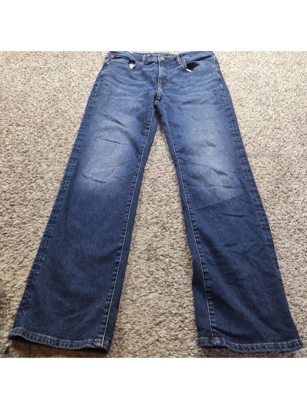 American Eagle Jeans Mens 32x30.5 Tag 32x32 Blue Bootcut Dark Wash Denim Read*
